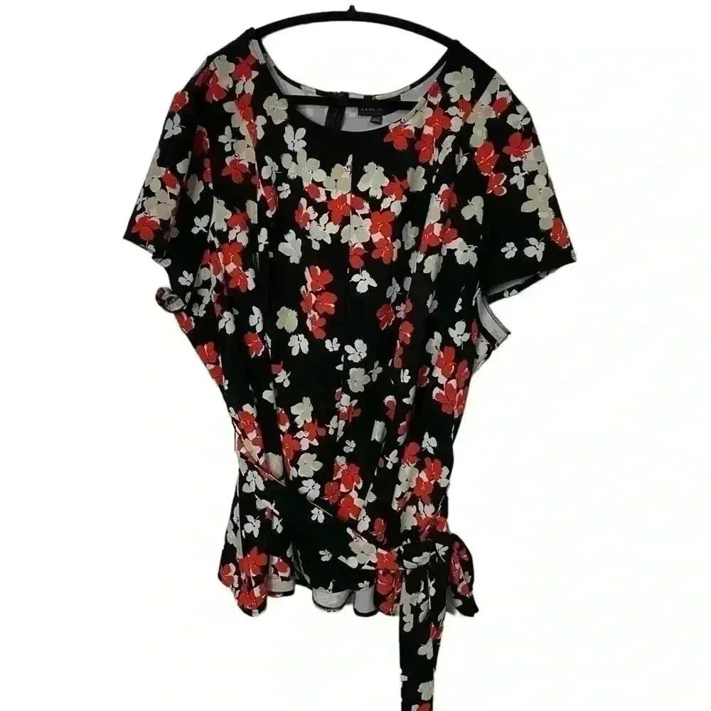 Lane Bryant Spring Top Black, orange and white Size 30-32